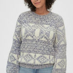 Gap Womens Chunky Wool And Alpaca Hair Fair Isle Sweater Sz Large Tall Cabincore Photo 0