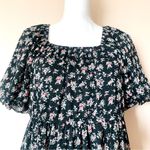 Arula Black & Red Green Dainty Floral Lace Trim Short Puff Sleeve Dress. Size XL Photo 1
