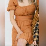 Altar'd State Brown / Burnt Orange Open Back Dress Women’s M Boho Puffer Sleeve Photo 10