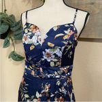 Lulus My Favorite Day Navy Blue Floral Print Tulip Skirt Midi Dress Size M Photo 7