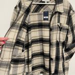 Lucky Brand NWT Women's Beige and Black Buffalo Plaid Oversized Shirt Jacket M Photo 12