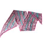 Anne Klein Long Rectangle Scarf 70" x 11" Royal Tones Floral Burgundy Signed Photo 2