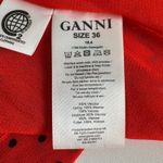 Ganni  Mullin Georgette Blouse US 4 Red Black Polka Dot Sheer‎ Long Sleeve Ruffle Photo 10