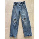 Old Navy Jeans Womens 2 Blue Extra High Rise Wide Leg Jean Distressed Photo 3