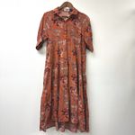 Natural Life  Rebecca Tiered Shirt Dress Rust Floral Midi Dress Size M Photo 1