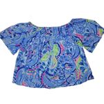 Lilly Pulitzer sain blue peri pinch pinch off the shoulder top small Photo 3
