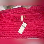 Pilcro Raspberry Cropped Dolman Sleeve Cable Knit Sweater Pink Size M Photo 6