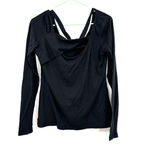 Fabletics  size‎ medium black long sleeve top criss cross back detail Photo 1
