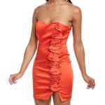 NWT ISSUE NEW YORK Satin Ruffle COCKTAIL DRESS IN Paprika Orange Red Size 10 Photo 1