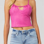 WAYF  faux leather cami top Hot pink‎ large Photo 0