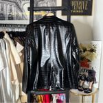 Dennis By Dennis Basso Croc Embossed Faux Leather Blazer Jacket Black Womens 16 Photo 6