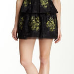 BCBGMAXAZRIA  Tia Embroidered Strapless Mini Dress Black Yellow Floral Lace 8P Photo 0