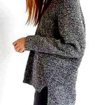 EXPRESS oversized V-neck sweater, Black white marled knit hi low hem slit sides Photo 0
