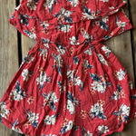 Hollister  XS Romper Pink/Red White Flowers Stretchy Photo 0
