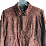 Talbots  Suede leather women’s zip up bomber  chocolate brown Jacket 10P Photo 2