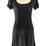 American Vintage 90s Vintage MG Apparel Velvet Scoop Neck Short Sleeve Mini Dress Black Small Photo 0