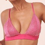 For Love & Lemons Hot Pink Satin Studded Bralette – Size S Photo 0