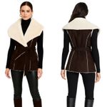 BLANK NYC NWOT Womens Faux Suede Vest Brown with Fur Lining Sz S Mobwife Western Photo 1