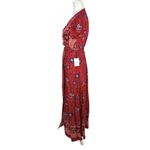 Japna  Women's Size Small Wrap Skirt Sleeve Red Floral Maxi Photo 3