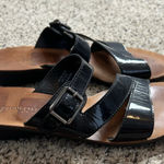 Paul Green  Wedge Sandal Size 5.5 Black Patent Leather Slip On Slide Photo 0