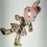 Vintage Gold Tone and Black Scottish Dancer Brooch Photo 1