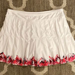 Lucky in love white tennis skirt with geometric trim, size large Photo 0