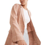 Madewell  Breezewoven Larsen Blazer in Windowpane Sandstone Photo 0