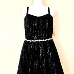 Arula Black & Silver Rhinestones Shimmering Sequin Crystal Mesh Tulle Dress. Size XL Photo 1