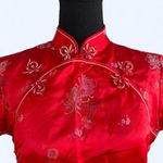Red floral silk vintage traditional Chinese Qipao dress Size Large Photo 2