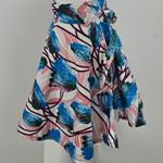 Francis + Benedict Blue & White Abstract Woven Wrap Mini Skirt Size Small Photo 1