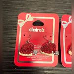 NEW Claire's Accessories Santa Hat Dangly Earrings Red Glitter Photo 3