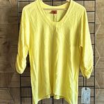 NWT Oh My Gauze! Womens Tunic S/M Light Yellow Ruched Sleeve Boho Hippie Photo 0