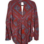 Free People Walking On A Dream Keyhole Pullover Tunic Red Blue Small Boho Hippie Photo 3