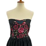 Francesca's  Harper Black Strapless Floral Print Dress Size Medium New Photo 1