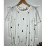 Ann Taylor Loft Outlet Women's White Toucan Print Top Blouse Shirt Size Large Photo 1