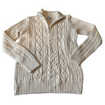 Croft & Barrow  Cream Long Sleeve Cable Knit Sweater Women M 1/4 Zip Pullover Photo 0