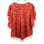 Anthropologie  Maeve Maya Orange Multi Floral Flutter Sleeve‎ Top Sz 8 Photo 5