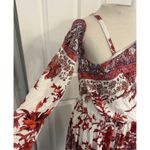 Free People  Mini Dress Sz MED Modern Nomad Off-Shoulder Floral Boho Bell Sleeve Photo 4