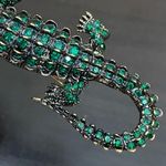 Antique Style Green Alligator Gator Crocodile Rhinestones Bling Brooch Photo 8