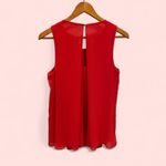 Flowy lipstick red sleeveless rhinestone collar bling top peek a boo back Silver Size M Photo 4