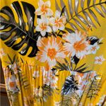 Tropical Floral Yellow Midi Dress Size XL Photo 1