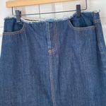 J.Crew Women’s 10P Denim Jean Long Pencil Skirt Double Slit Frayed Waist Button Photo 1