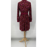 Talbots Shirt Dress Button Front Bodice Floral Print Maroon Womens Medium Petite Photo 7