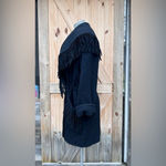 Vintage 80s Black Wool Suede Leather Fringe Concho Southwestern Coat~M~ Photo 4