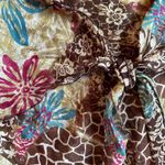 Versailles 2000s Y2K Brown Multicolored Ruffle Top W/ Front Tie & Bell Sleeves Purple Size M Photo 1