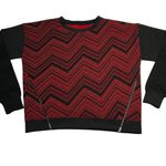 Women's Crewneck Chevron Sweatshirt Size Medium Trendy Colorful Casual Y2K Red Photo 0