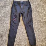 Maurice's Black plaid backed destructed high rise jeggings Photo 1