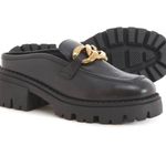 Free People  Lyra Link Loafer Mules Women’s Black & Gold Chain Size 9.5 /40 Photo 2