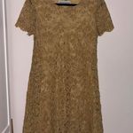 Jessica Howard Vintage Gold Metallic Short Sleeve Midi Formal Cocktail Dress Photo 0