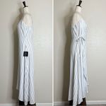 Lulus NWT  Adoring the Weekend White Blue Striped Wrap Midi Dress, Sz Medium Photo 6